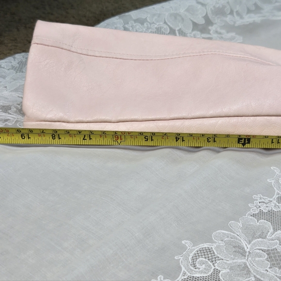 New York & Co Pink Faux Leather Zippered Biker Jacket Womens Size XL - Picture 11 of 16
